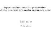 Spectrophotometric properties  of the nearest pre-main sequence stars