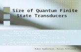 Size of Quantum Finite State Transducers