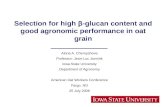 Selection for high β-glucan content and good agronomic performance in oat grain