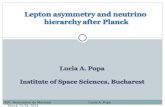 Lepton asymmetry and neutrino  hierarchy after Planck