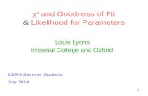 χ 2  and Goodness of Fit & L ikelihood  for Parameters
