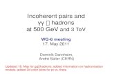 Incoherent pairs and γγ  hadrons at 500  GeV and 3  TeV WG-6 meeting 17. May 2011