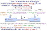 Recap: Bernoulliâ€™s Principle