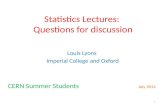 Statistics Lectures:  Questions for discussion