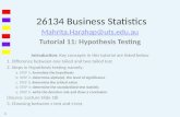 26134 Business Statistics Mahrita.Harahap@uts.edu.au Tutorial 11: Hypothesis Testing Introduction: Key concepts in this tutorial are listed below 1. Difference.