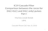 IC59 Cascade Filter Comparison between the recos for (HLC+SLC) and (HLC only) pulses Part I Mariola Lesiak-Bzdak LBNL 1 Cascade Phone Call, Nov. 8, 2010.