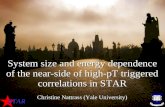 STAR System size and energy dependence of the near-side of high-pT triggered correlations in STAR Christine Nattrass (Yale University)