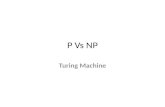 P Vs NP Turing Machine. Definitions - Turing Machine Turing Machine M has a tape of squares Each Square is capable of storing a symbol from set “ (including