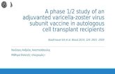 A phase 1/2 study of an adjuvanted varicella-zoster virus subunit vaccine in autologous cell transplant recipients Stadtmauer EA et al. Blood 2014; 124: