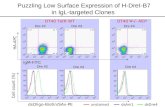 Puzzling Low Surface Expression of H-DreI-B7 in IgL-targeted Clones Dre #4Dre #3Dre #2 Dre #3 Dre #2 IgM-FITC HA-APC dsOligo-Biotin/SAv-PE Cell count (%)