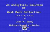ISIS18 Rouen 2008 An Analytical Solution of Weak Mach Reflection (1.1 < M i < 1.5) by John M. Dewey University of Victoria, Canada.