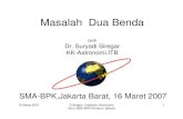 Masalah Dua Benda, Pelatihan Astronomi Guru SMA-BPK, Jakarta