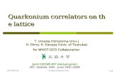 CATHIE-INT 09T.Umeda (Hiroshima Univ.)1 Quarkonium correlators on the lattice T. Umeda (Hiroshima Univ.) H. Ohno, K. Kanaya (Univ. of Tsukuba) for WHOT-QCD.