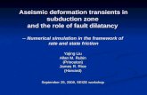 Aseismic deformation transients in subduction zone and the role of fault dilatancy -- Numerical simulation in the framework of rate and state friction.