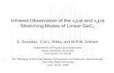 Infrared Observation of the ν 1 (  ) and ν 2 (  ) Stretching Modes of Linear GeC 3 E. Gonzalez, C.M.L. Rittby, and W.R.M. Graham Department of Physics.