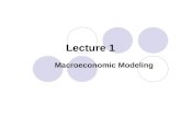 Lecture 1 Macroeconomic Modeling. Simple Model Y=C+I C=αY AD=C+I Defination C=αY Behavior Function Y=AD Equilbrium Assumption (Keyesian Assumption)