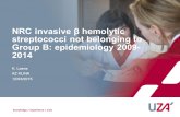 K. Loens AZ KLINA 12/03/2015 NRC invasive β hemolytic streptococci not belonging to Group B: epidemiology 2009- 2014.