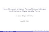 Hecke Operators on Jacobi Forms of Lattice Index and the Relation to Elliptic Modular Forms