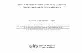WHO SPECIFICATIONS AND EVALUATIONS FOR PUBLIC · PDF filewho specifications and evaluations for public health pesticides ... annex 2: references 21 2011 fao/who ... hazard summary