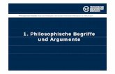 1. Philosophische Begriffe und Argumente - TU Dresden · PDF filePhilosophische Fakultät Institut für Philosophie, Lehrstuhl für Theoretische Philosophie, Dr. Holm Bräuer 1. Philosophische