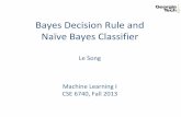 Bayes Decision Rule and Naïve Bayes Classifierlsong/teaching/CSE6740fall13/lecture8.pdf · Bayes Decision Rule and Naïve Bayes Classifier Machine Learning I CSE 6740, Fall 2013