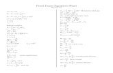 Equation Sheet for Final Exam - Rutgers · PDF fileFinal Exam Equation Sheet Physics 116 ω=ω 0 +αt 2 2 1 f −θ i =ω i + αt f i ave t (f i)t 2 1 θ −θ =ω = ω +ω 2 2 ( )