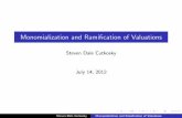 Monomialization and Ramification of Valuations - · PDF filecase there exists a regular system of parameters (x 1;:::;x n) in R ... Steven Dale Cutkosky Monomialization and Rami cation