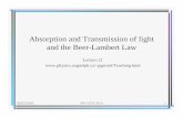 Absorption and Transmission of light and the Beer-Lambert Lawgarrettp/teaching/PHY-1070/... · Absorption and Transmission of light and the Beer-Lambert Law Lecture 21 pgarrett/Teaching.html