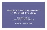 Simplicity and Explanation in Metrical Typologygene/papers/NAPhC4-slides.pdf · Simplicity and Explanation in Metrical Typology ... to typology (as we’ll see) 20 ... Dual-Stress