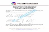 MATHEMATICS CLASS IX CHAPTER 9 AREAS OF ...vaishalieducationpoint.com/pdf/CHAPTER - 9 AREAS OF...Q.12. D, E and F are respectively the mid-points of the sides BC, CA and AB of a ΔABC.