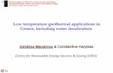 Low temperature geothermal applications in Greece ... · PDF fileLow temperature geothermal applications in Greece, including water desalination ... generation & thermal seawater desalination