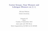 Cantor Groups, Haar Measure and Lebesgue Measure on · PDF fileCantor Groups, Haar Measure and Lebesgue Measure on [0;1] Michael Mislove Tulane University Domains XI Paris Tuesday,