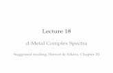 Lecture 18 - Stanford Universitydionne.stanford.edu/MatSci202_2011/Lecture18_ppt.pdfLecture 18 d-Metal Complex Spectra ... ZnS SrAl 2 O 4. Electronic Spectra Depend on both the ligand-ffp