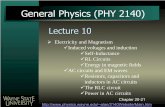Lecture 10 - Wayne State Universityalan/2140Website/Lectures/Lecture10.pdf · Lecture 10. ¾Electricity and ... The graph shows the current through and the voltage across the resistor