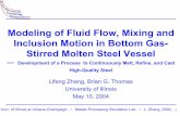 Modeling of Fluid Flow, Mixing and Inclusion Motion in ...ccc.illinois.edu/s/2004_Presentations/CCC2004_Zhang2.pdf · Modeling of Fluid Flow, Mixing and Inclusion Motion in Bottom