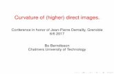 Curvature of (higher) direct images. - · PDF fileand Lt = LjX t. Theorem ... representative of the Kodaira-Spencer cohomology class 2H0;1(X t; ... To study the variation of complex