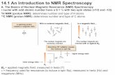 14.1 An Introduction to NMR 14 Slides.pdf · PDF file14.1 An Introduction to NMR Spectroscopy A. The Basics of Nuclear Magnetic Resonance (NMR) Spectroscopy • nuclei with odd atomic