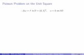 Poisson Problem on the Unit Square - siam. · PDF filePoisson Problem on the Unit Square u = f inD = (0;1)2; u = 0 on@D sine expansion f = X1 k1=1 X1 k2=1 f k’ k; ’ k(x) = sin(ˇk