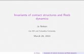 Invariants of contact structures and Reeb dynamicsnelson/2015_handout.pdf · dy @ @y = 1: Jo Nelson Invariants of contact ... Jo Nelson Invariants of contact structures and Reeb dynamics.