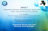 IMPACT - SUMMARY The objectives are to: • increase life-time of low Pt-loaded MEAs (0.2 mgcm-2) for automotive applications to 5,000 h in dynamic operation with degradation rates