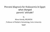 Prenatal diagnosis for thalassemia in Egypt: what … · Prenatal diagnosis for thalassemia in Egypt: what changed parents’ attitude? By Mona Hamdy, MD,MCRA Professor of Pediatric