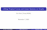 Lifting Tropical Curves and Linear Systems on Graphsdzb/conferenceSlides/2010AMSRichmond/Ka… · Lifting Tropical Curves and Linear Systems on Graphs Eric Katz (Texas/MSRI) November