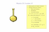 Physics 231 Lecture 15 - Michigan State Universitylynch/phy231_2011/lecture15.pdf · Graphical Representation of Simple Harmonic Motion • When does x resume its maximum? x T xAcost=