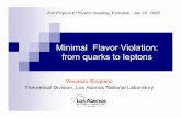Minimal Flavor Violation: from quarks to leptons · Clash between theoretical expectation of “new physics” at the ~TeV scale and experimental observations in rare FCNC processes