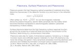 Plasmons, Surface Plasmons and Plasmonics - unige.itrocca/Didattica/Fisica Superfici/5 surface... · Plasmons, Surface Plasmons and Plasmonics n(ω)= ε(ω) Surface plasmons determine