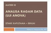 ANALISA RAGAM DATA (UJI ANOVA) -   3 - Prak SPSS.pdf · PDF filemateri iii analisa ragam data (uji anova) stmik kaputama – binjai wahyu s. i. soeparno, se., m.si