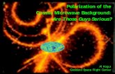 Polarization of the Cosmic Microwave Background · Polarization of the Cosmic Microwave Background: Are Those Guys Serious? Al Kogut Goddard Space Flight Center