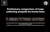 Preliminary comparison of traps collecting propolis by ... · Propolis: Bee glue Collected from living plant tissue (buds, branches, flowers) Mix with wax Use as: • Structural –
