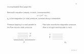 Incompressible flow (page 60): Bernoulli’s equation ... · For compressible flow: Bernoulli’s Equation is NOT correct for the flow of gases. ... This is purely a function of Mach