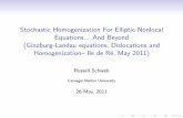 Stochastic Homogenization For Elliptic Nonlocal al-hajm/ile-de-re/schwab.pdf · PDF fileStochastic Homogenization For Elliptic Nonlocal Equations... And Beyond (Ginzburg-Landau equations,
